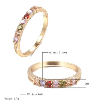 Spanish Style 14K Filled Rose Gold Multiple Stacking AAA Zircon Crysals Rainbow Ring for Women - Fashion Jewellery